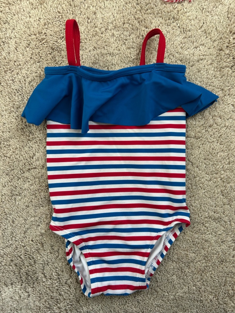 Hanna Andersson Red White Blue Striped One-Piece Swimsuit